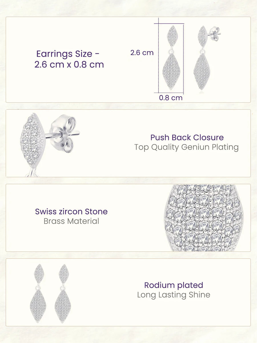 Majestic Leaf Earrings Rhodium Plated
