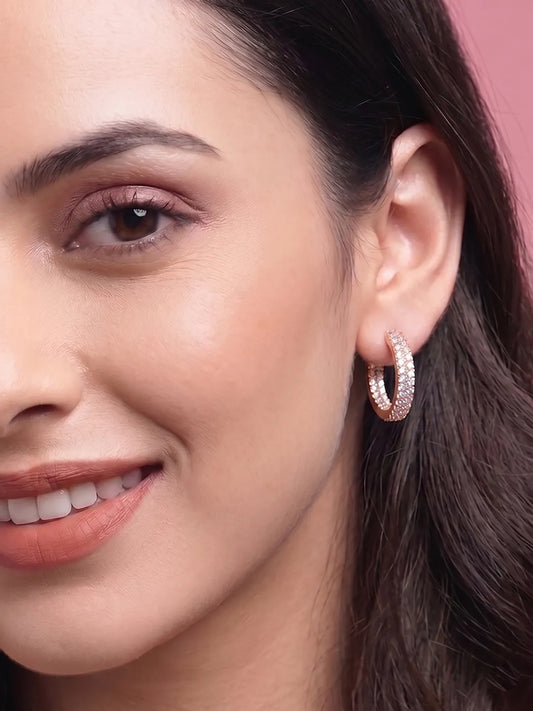 Regal Hoop Earrings Rose Gold Plated