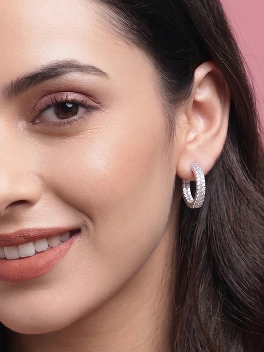 Regal Hoop Earrings Rhodium Plated