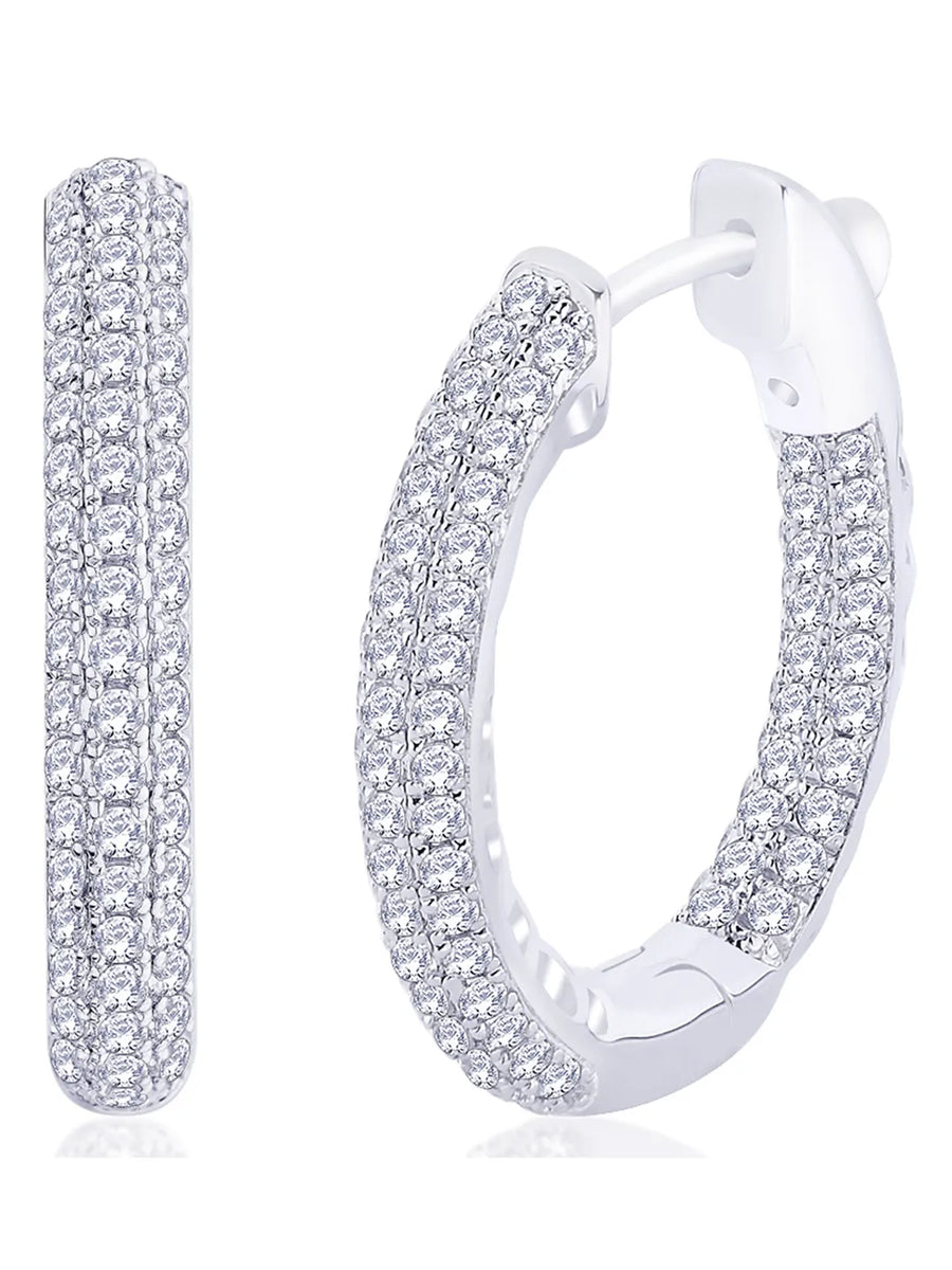 Regal Hoop Earrings Rhodium Plated
