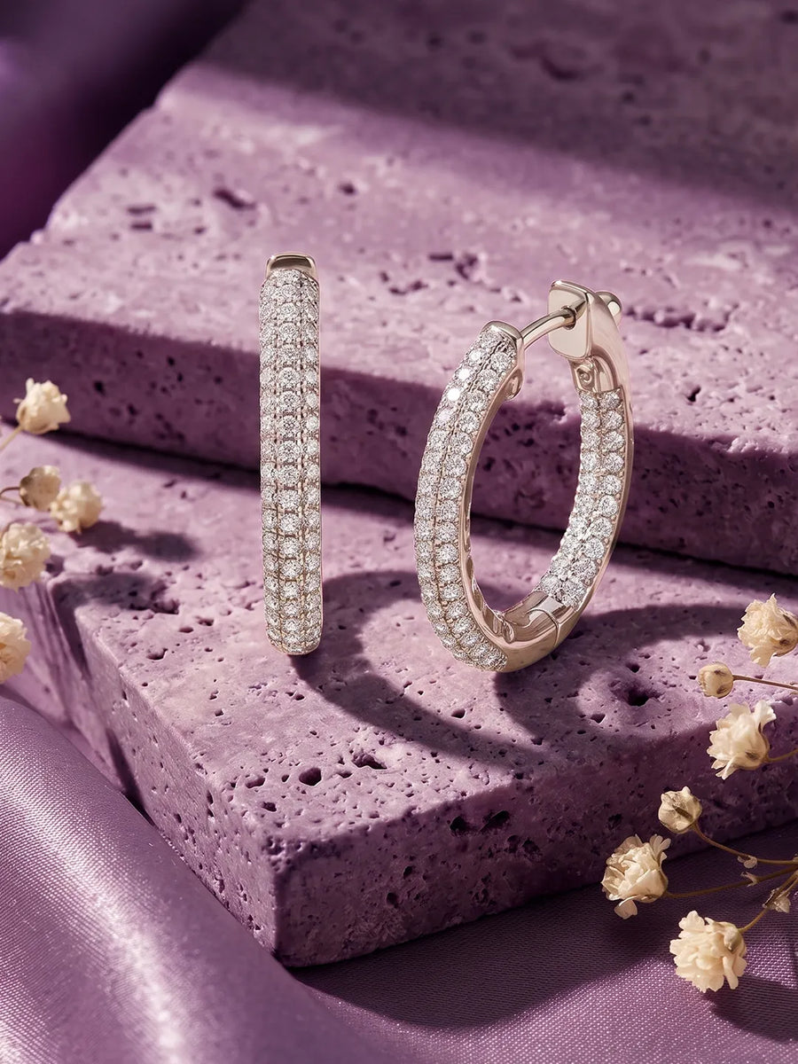 Regal Hoop Earrings Rhodium Plated