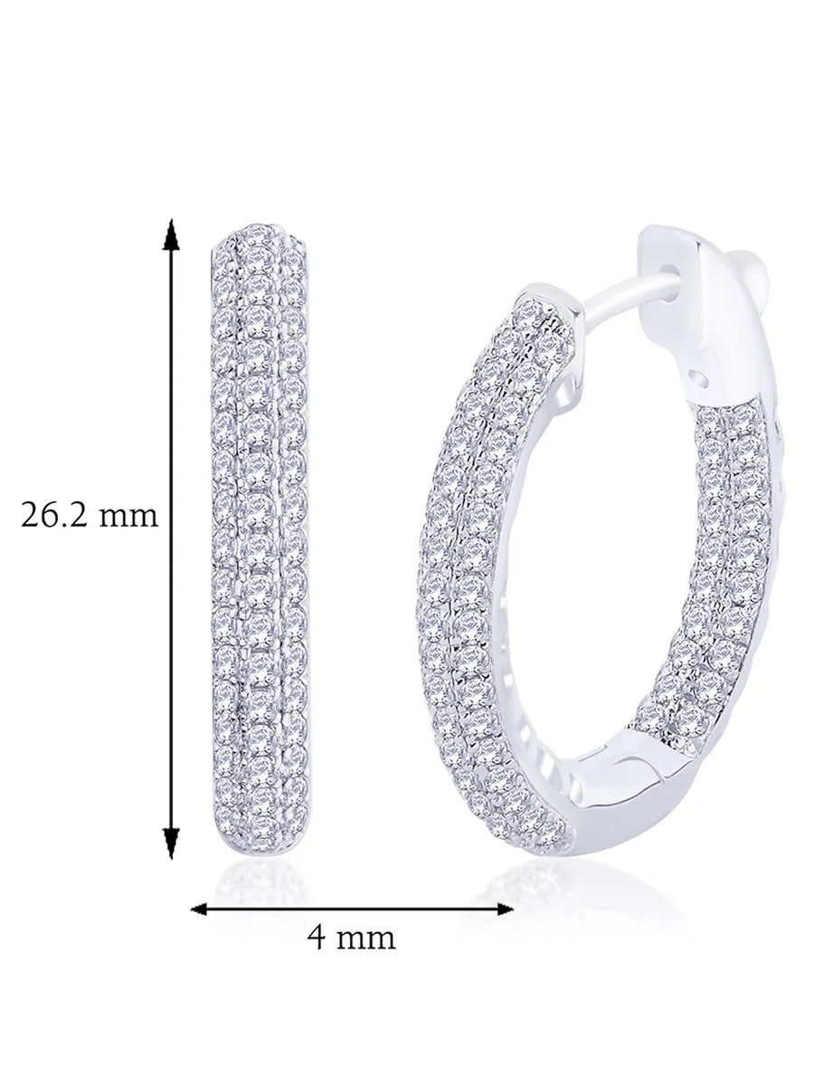 Regal Hoop Earrings Rhodium Plated
