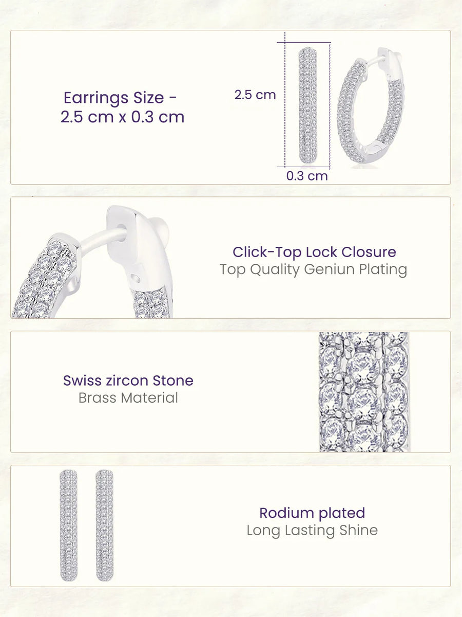 Regal Hoop Earrings Rhodium Plated