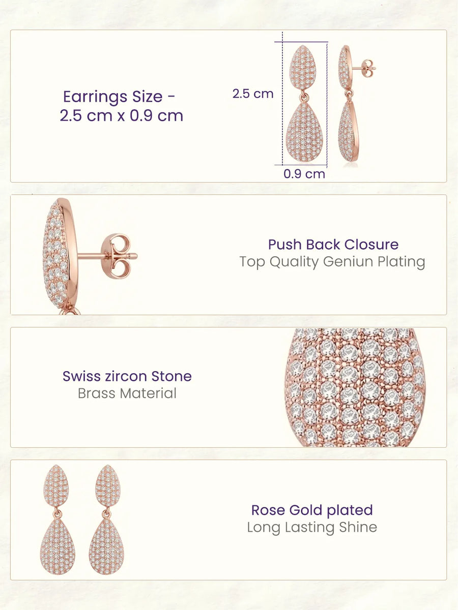Pure Glow Drop Earrings Rose Gold Plated