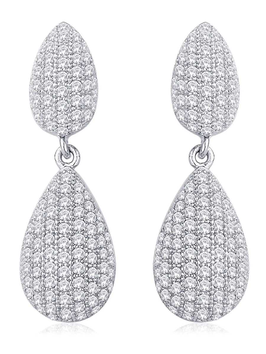 Pure Glow Drop Earrings Rhodium Plated