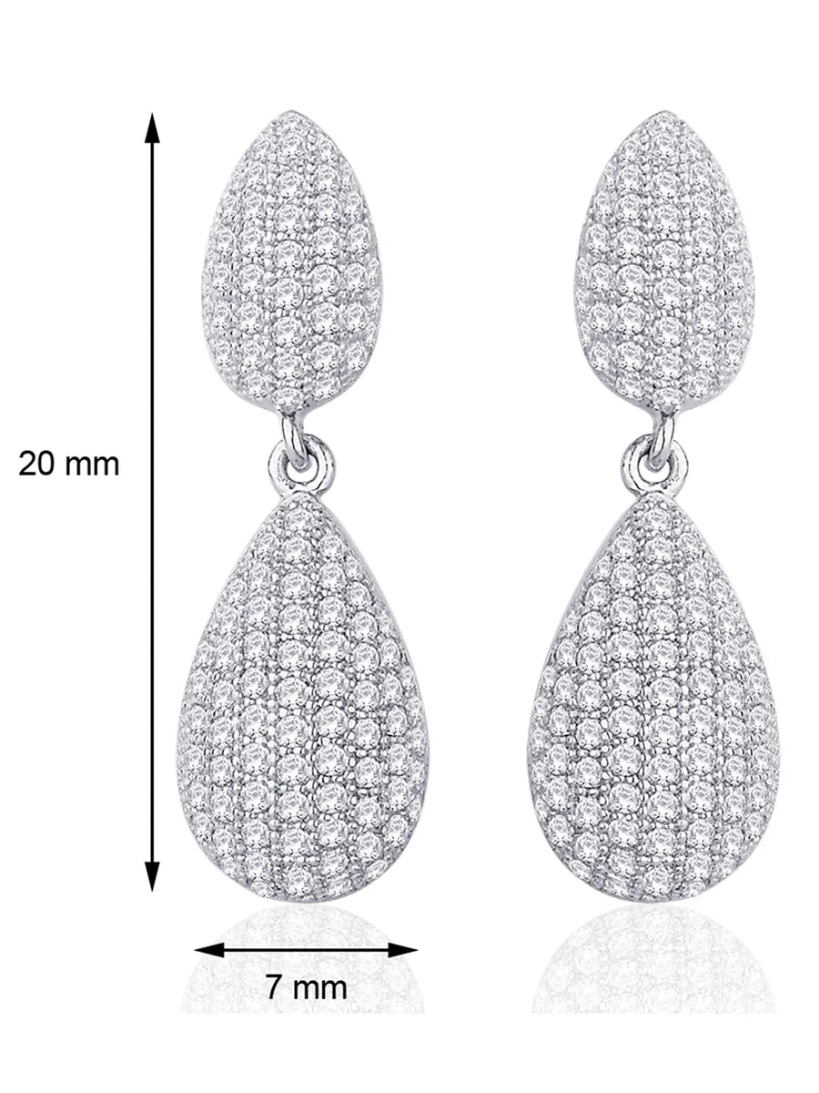 Pure Glow Drop Earrings Rhodium Plated