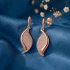 Modern Petal Drop Earrings Rose Gold Plated