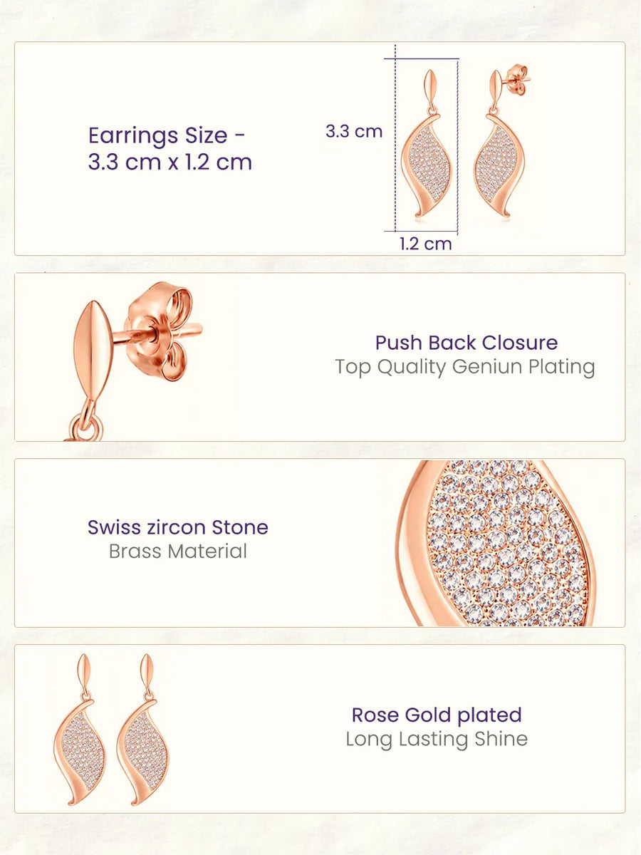 Modern Petal Drop Earrings Rose Gold Plated