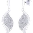Modern Petal Drop Earrings Rhodium Plated