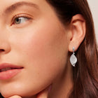 Modern Petal Drop Earrings Rhodium Plated