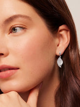 Modern Petal Drop Earrings Rhodium Plated
