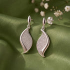 Modern Petal Drop Earrings Rhodium Plated