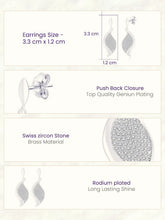 Modern Petal Drop Earrings Rhodium Plated