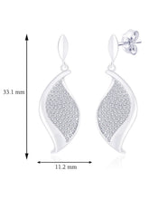 Modern Petal Drop Earrings Rhodium Plated