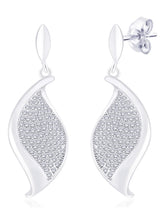 Modern Petal Drop Earrings Rhodium Plated