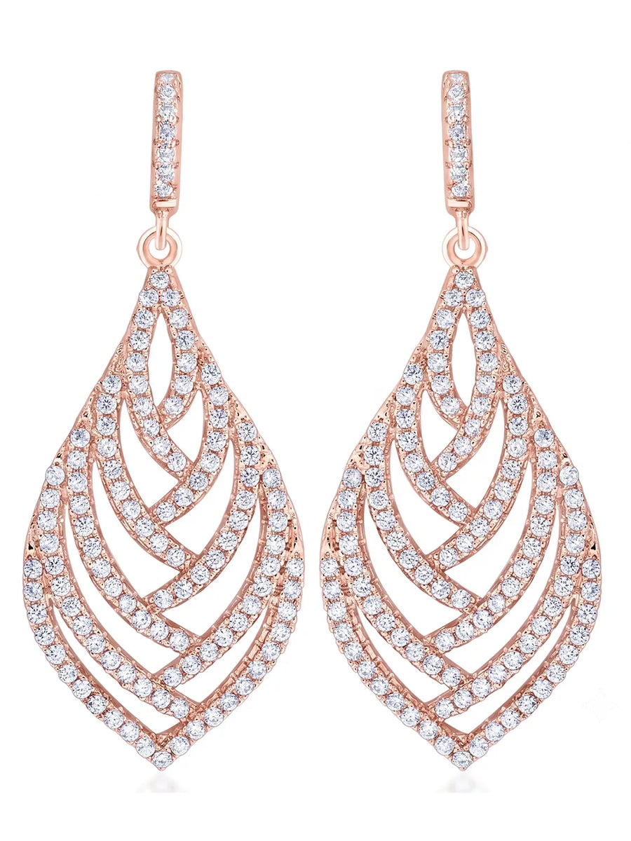 Statement Leaf Earrings Rose Gold Plated