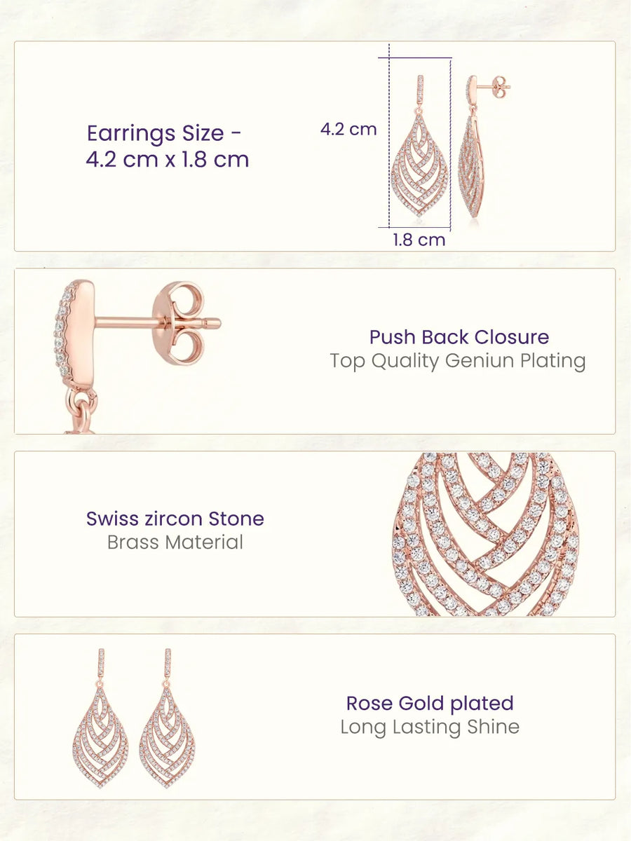 Statement Leaf Earrings Rose Gold Plated