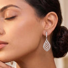 Statement Leaf Earrings Rhodium Plated