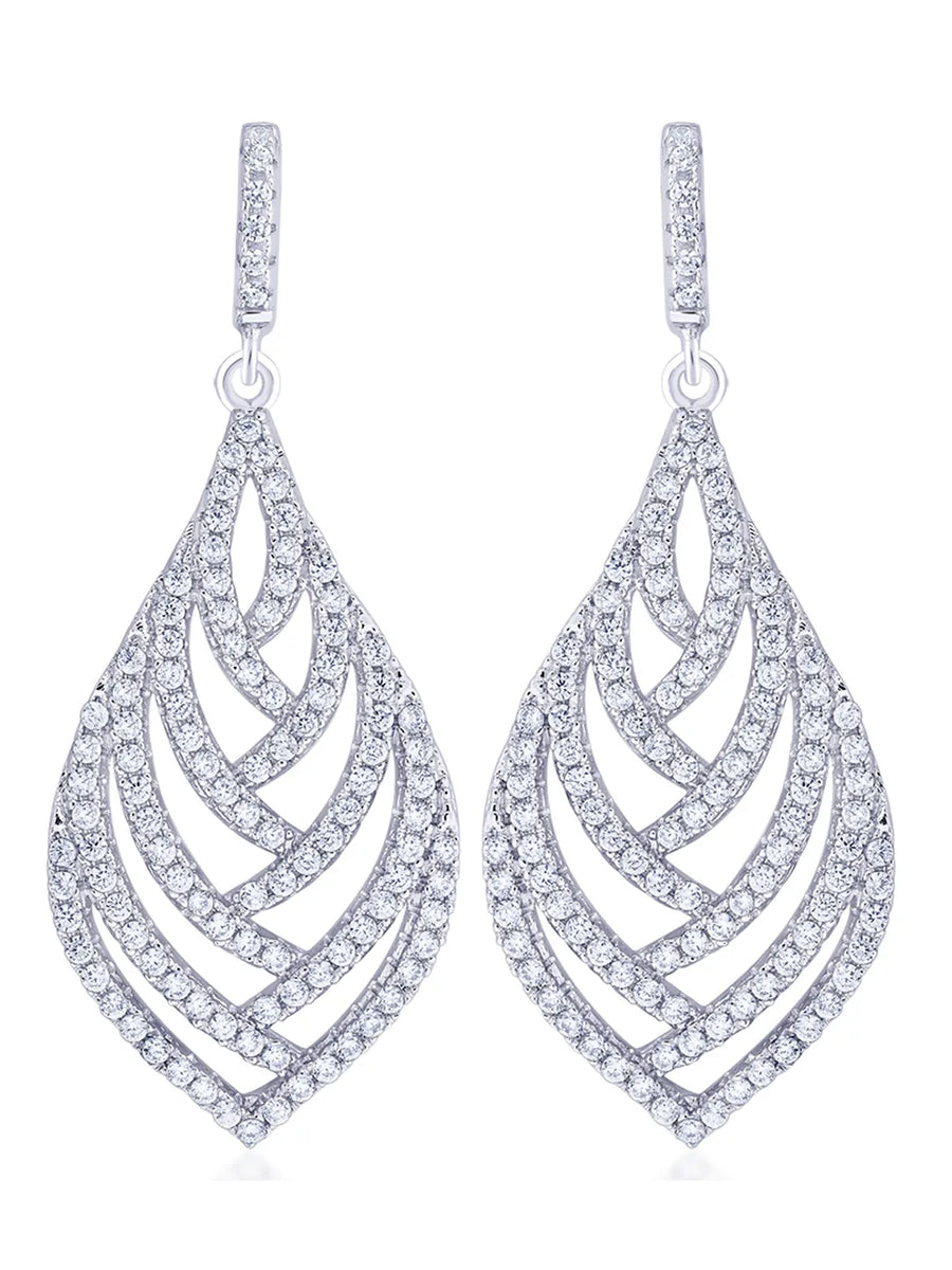 Statement Leaf Earrings Rhodium Plated