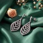 Statement Leaf Earrings Rhodium Plated