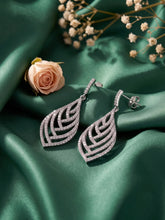Statement Leaf Earrings Rhodium Plated