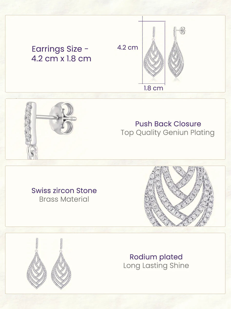 Statement Leaf Earrings Rhodium Plated