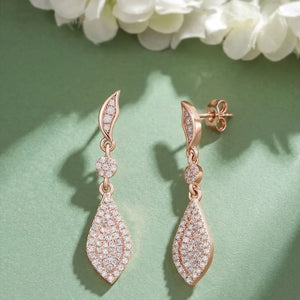 Fine Teardrop Dangle Earrings Rose Gold Plated