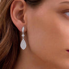 Fine Teardrop Dangle Earrings Rhodium Plated