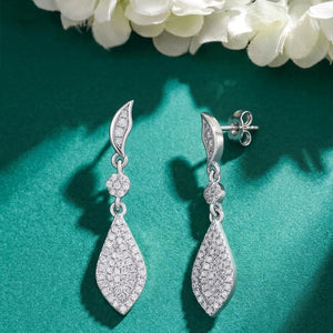 Fine Teardrop Dangle Earrings Rhodium Plated