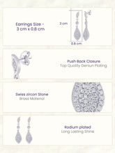 Fine Teardrop Dangle Earrings Rhodium Plated