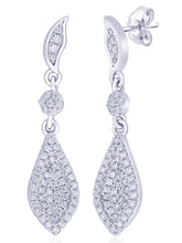 Fine Teardrop Dangle Earrings Rhodium Plated
