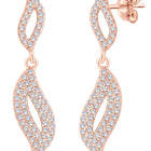 Artisan Leaf Drop Earrings Rose Gold Plated