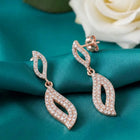 Artisan Leaf Drop Earrings Rose Gold Plated