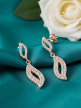 Artisan Leaf Drop Earrings Rose Gold Plated