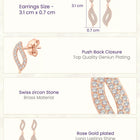 Artisan Leaf Drop Earrings Rose Gold Plated