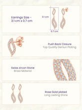 Artisan Leaf Drop Earrings Rose Gold Plated