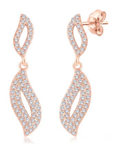 Artisan Leaf Drop Earrings Rose Gold Plated