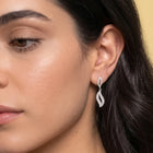 Artisan Leaf Drop Earrings Rhodium Plated