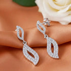 Artisan Leaf Drop Earrings Rhodium Plated