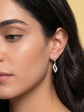 Artisan Leaf Drop Earrings Rhodium Plated