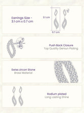 Artisan Leaf Drop Earrings Rhodium Plated