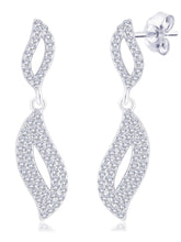 Artisan Leaf Drop Earrings Rhodium Plated