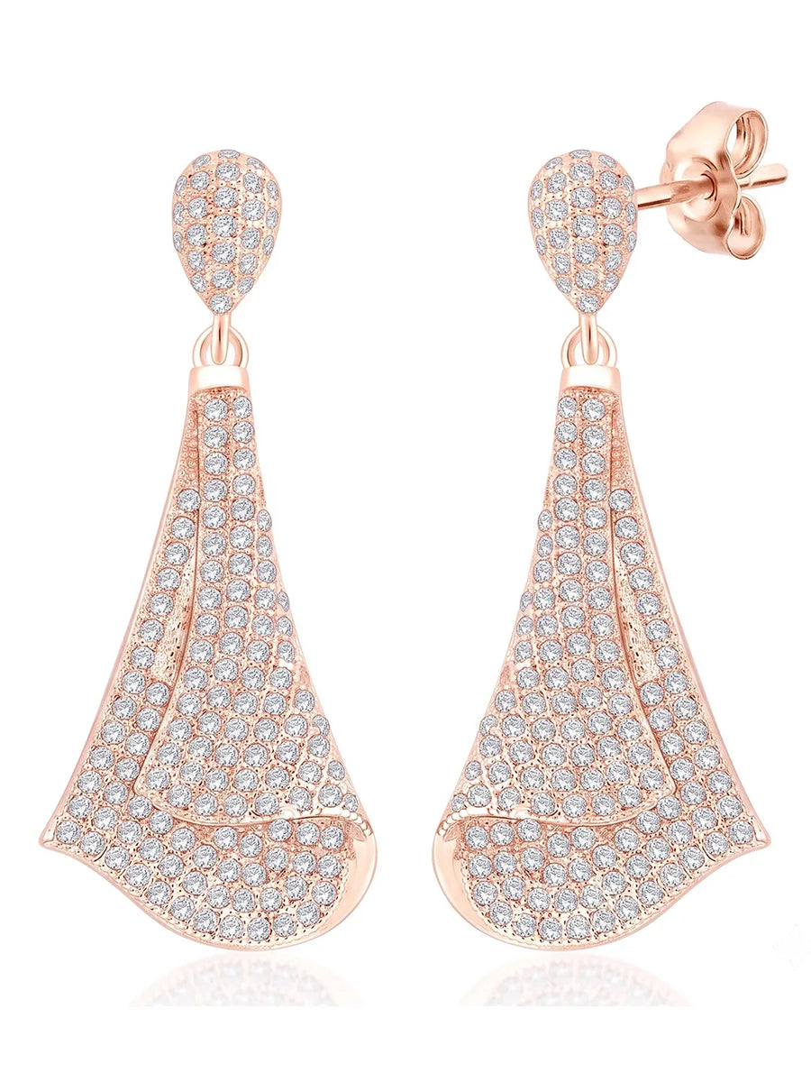 Draped Loop Earrings Rose Gold Plated