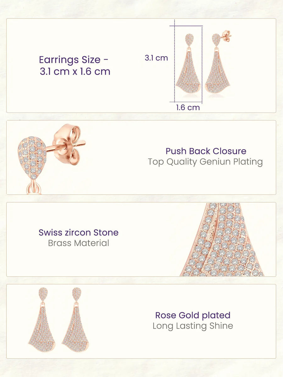 Draped Loop Earrings Rose Gold Plated