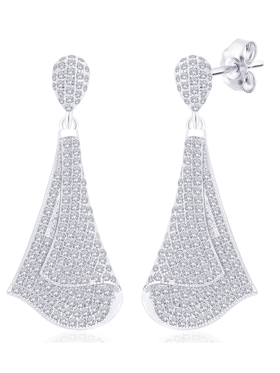 Draped Loop Earrings Rhodium Plated