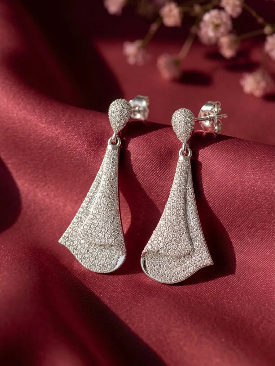 Draped Loop Earrings Rhodium Plated