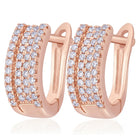 Glistening Triple Row Hoops Rose Gold Plated