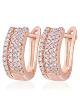 Glistening Triple Row Hoops Rose Gold Plated