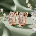 Glistening Triple Row Hoops Rose Gold Plated