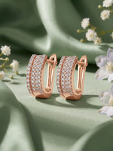 Glistening Triple Row Hoops Rose Gold Plated
